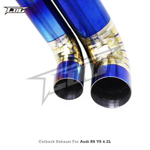 Auto Valved Catback Muffler untuk Audi <span class=keywords><strong>R8</strong></span> V8 4.2L 2007-2013 Titanium biru pabrik katup X pipa Catback Muffler knalpot melarikan diri - Product Image 5