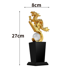 Shining Customized Gold Silver Copper Resin <strong>Dragon</strong> <strong>Trophy</strong> With Black Crystal Base Award With Gift Box <strong>Dragon</strong> Decoration - Product Image 4
