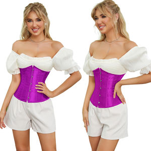 Corsets grande taille femme Bustier Bodyshaper haut adulte Satin sous le buste taille entraînement <span class=keywords><strong>Corset</strong></span> <span class=keywords><strong>noir</strong></span> blanc rouge bleu violet rose - Product Image 5