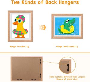 Cadre d'art pour enfants en bois massif à ouverture frontale, cadre d'affichage d'œuvres d'art pour enfants modifiable, rangement mural, décoration murale, cadres à dessin - Product Image 2