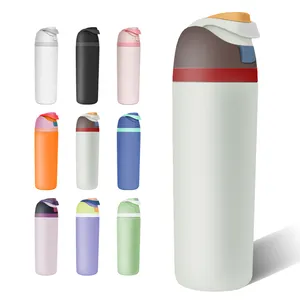 Garrafa de água esportiva sem BPA para viagens, garrafa de água com isolamento a vácuo em aço inoxidável 316 com canudo, novidade em tendência
