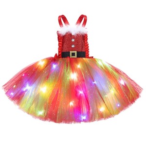 Robe tutu de Noël <span class=keywords><strong>pour</strong></span> filles avec <span class=keywords><strong>bandeau</strong></span> lumineux <span class=keywords><strong>LED</strong></span> rouge 100 % polyester, costumes de films et de séries <span class=keywords><strong>TV</strong></span> - Product Image 2