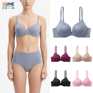 Sujetador inalámbrico SUHE para mujer, sin costuras, con relleno, copas moldeadas, tirantes ajustables, cómodo para el día a día, suave, tipo camiseta, sin aros. - Product Image 1