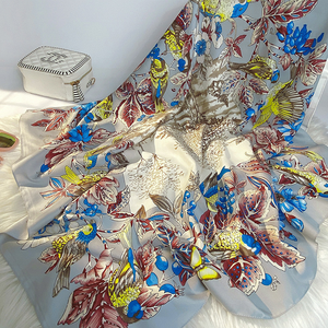 Xuân Hè 2021 Khăn Lụa Tơ Tằm Mới Trang Trí Hoa Nữ In Khăn Choàng Chống Nắng Vết Bẩn Cho Nữ - Product Image 6