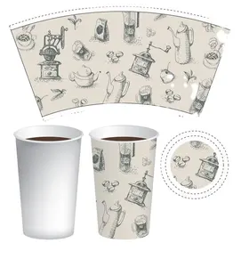 Customized sun app yibin paper cup fans paper cup sleeve PE coated paper fan for coffee cup
