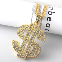 Collier de marque Dollar en plaqué or ou argent pour homme, chaîne de cou pour homme, pendentif Hip Hop, donne de l'air