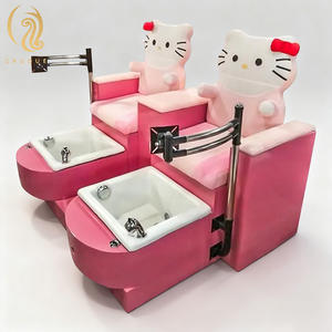 Chaise de pédicure pour enfants ChuqueManicure, spa pour enfants, chaise de salon de manucure rose <span class=keywords><strong>Hello</strong></span> <span class=keywords><strong>Kitty</strong></span>, réglable, avec système de jets de bain à remous et vibration - Product Image 2