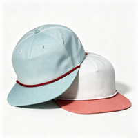 Topi Richardson 256 Custom Unstructured 5 Panel, Topi Snapback Dua Warna dengan Tali, Model Flat Bill untuk Pria dan Wanita