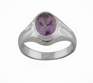 Bague en argent sterling 925 pour homme avec améthyste violette, coupe ovale, pierre précieuse authentique, bijou statement, classique, élégant, à porter au quotidien - Product Image 1