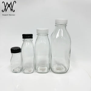 Venta al por mayor 1000ml 500ml 400ml 250ml <span class=keywords><strong>200ml</strong></span> francés cuadrado botellas de bebidas de vidrio con tapa de plástico para jugo de fruta de leche - Product Image 5