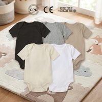 Sofort Lieferbar Unisex Atmungsaktiver Baumwoll-Neugeborenen-Strampler Weicher Baby-Einteiler in Unifarbe Nahtlose Verarbeitung Ganzjahres-Babybodys