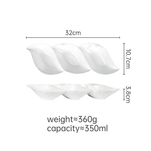 Tùy Chỉnh Nhà <span class=keywords><strong>3</strong></span> Phần Món Khai Vị Phục Vụ Đĩa Khay Thực Phẩm Trái Cây Món Ăn Nhẹ Gốm Trắng Phục Vụ Đĩa - Product Image 4