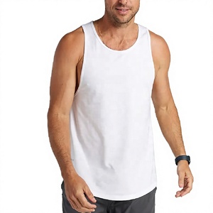 Débardeur blanc sans manches pour homme, col rond, couleur unie, tricoté, coupe décontractée, vêtements de sport - Product Image 1