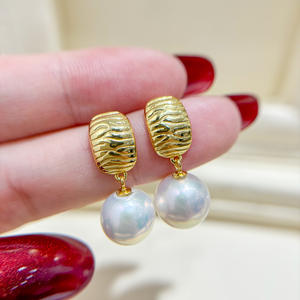 S925 Silver DIY Pearl Accessories Empty Tray with 9-15mm Round Beads <b>Fashion</b> <b>Drop</b> <b>Earrings</b> 22195 - Product Image 1