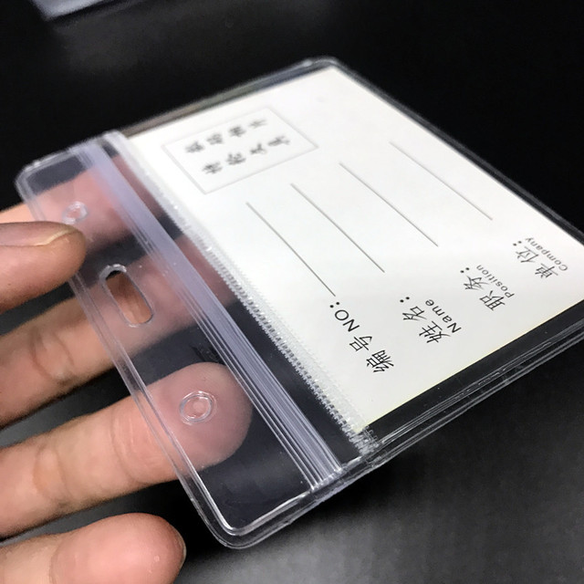 Waterproof Exhibition PVC Transparent Vertical Wallet Pouch IC Card Plastic Pocket Protector Office Student ID Card Badge Holder