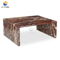 Table basse en marbre Calacatta Gold, table rectangulaire en pierre de luxe pour hall d'hôtel haut de gamme, villa, salon