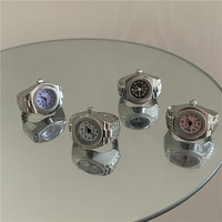 Jam Tangan Cincin Fashion Punk Terbaru Vintage Couple Mini Clock Adjustable Quartz Digital untuk Wanita