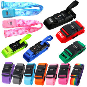 Logo personnalisé imprimé réglable 2 croix tissu ceinture <span class=keywords><strong>sangle</strong></span> à bagages avec <span class=keywords><strong>TSA</strong></span> boucle de verrouillage accessoires de voyage pour valises - Product Image 1