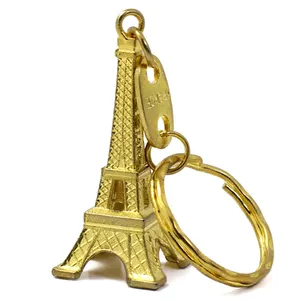Moda di alta qualità 3d portachiavi in metallo argento Souvenir portachiavi portachiavi personalizzato torre Eiffel all'ingrosso