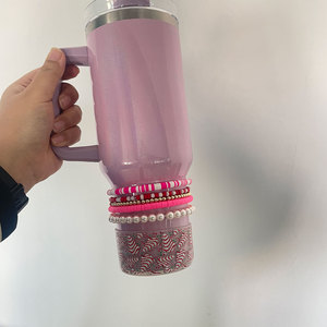 40oz Tumbler Accessories Decoration Pearl Beaded Charm Stackable Tumbler Bracelets Set Boot Topper <strong>Cup</strong> Friendship Bracelet <strong>Stack</strong> - Product Image 6