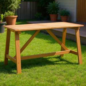 Solid Acacia Wood Garden Dining <b>Table</b> Natural Outdoor Furniture Rustic Design - Product Image 2