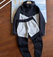 Ensemble de survêtement personnalisé pour homme avec blocs de couleur, veste à fermeture éclair intégrale et pantalon de jogging, coupe décontractée, vêtements de sport, fournisseur OEM ODM en gros B2B