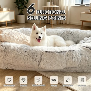 Human Pet Shared Oval Bed Memory Foam Gray Dog Bed Four Seasons Use - Product Image 5