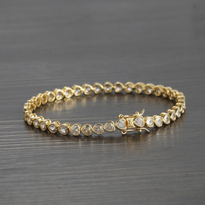 Cadena de tenis para mujer, pulsera de tenis para pareja con forma de corazón de 4*4mm, cadena de una sola fila estilo Hip Hop, collar de moda Tanjing Lijing para mujer - Product Image 2