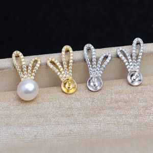 Pendientes de Perlas con Anillo Abierto de Plata S925 con Bandeja Vacía para Accesorios DIY 1325, Pendientes Personalizados - Product Image 1