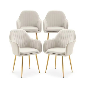 <span class=keywords><strong>Fauteuil</strong></span> confortable moderne avec pieds en métal doré, chaise d'appoint en velours beige pour la maison, salon, salle à manger, avec coussin - Product Image 1