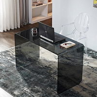 Table de bureau en verre trempé transparent pour ordinateur de direction en verre transparent
