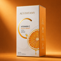 Boîte pliante de luxe pour produits de soin de la peau, sérum éclaircissant à la vitamine C 30 ml avec laminage mat, gaufrage et doublure en éponge