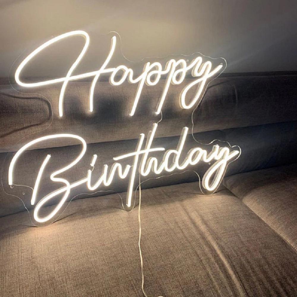 Drop shipping acrylic light letters sign led custom flexible small personalized happy birthday rgb neon