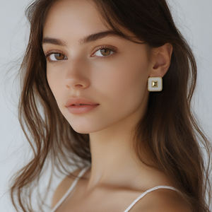 Boucles d'oreilles géométriques carrées glaçure en trois dimensions Design Joker de mode quotidienne simple - Product Image 2