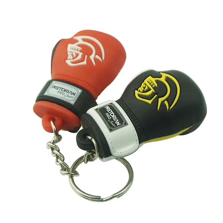 LLavero de guante de boxeo de regalo de Pvc suave promocional personalizado llavero de guantes de boxeo mini logotipo personalizado