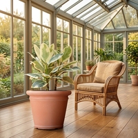 Pots de fleurs en plastique imitation céramique, modernes et classiques, écologiques, avec trou de drainage, pour intérieur et centres commerciaux, grand format