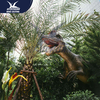 Statue de dinosaure animatronique grandeur nature personnalisable Dino Park en métal et éponge souple pour exposition en intérieur/extérieur dans un parc d'attractions