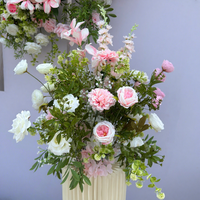 Décoration de toile de fond en roses artificielles en soie rose et blanches pour mariage, événement, fête, faite à la main, durable, accessoires de photographie en extérieur, location