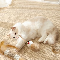 Jouets pour chat en sisal naturel en forme de rat, jouets interactifs pour gratter et mâcher, pour chatons en pleine dentition et pour jouer