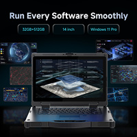 ODM/OEM 14 Rugged Laptop, Windows 11 I5/i7 CUP, GPS 5G NFC WiFi BT, 32G+256G, Touch Screen ,IP65 Waterproof ,Dual Battery,
