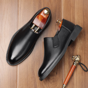 Mocasines de Cuero Negros con Punta en Pico para Hombre, Cierre de un Solo Toque, Calzado Formal, Casual y de Negocios para Adultos - Product Image 4