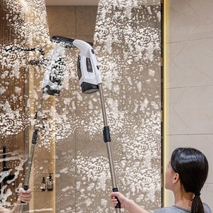 Nettoyeur de vitres électrique portatif à piles, sans traces, pour usage domestique, avec perche télescopique et flacon pulvérisateur - Product Image 3