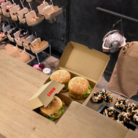 Emballages alimentaires jetables écologiques YBLPAK, boîtes à clapet en carton pour la restauration rapide, boîte à emporter pour hamburger, finition brillante