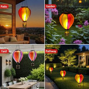 Lanterna Solare a Forma di Mongolfiera con LED Effetto Fiamma, Luce Sospesa Impermeabile per Decorazione Esterna di Giardini, Cortili e Patii - Product Image 5
