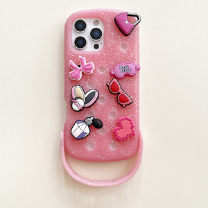 เคสโทรศัพท์ iPhone 17 16 15 Pro Max ลายการ์ตูน กลิตเตอร์ ชาร์มส์ ตุ๊กตาจุ๊บๆ สายคล้องมือ  ลายสัตว์น่ารัก  แบบ DIY  ฝาหลังระบายความร้อน - Product Image 5