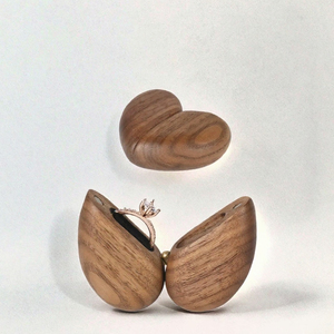 Heart Shaped Wooden <b>Ring</b> <b>Box</b> Magnetic Lid <b>Proposal</b> Jewelry Case for Wedding Engagement Anniversary Gift - Product Image 3