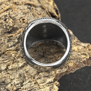 Men's <b>Titanium</b> Steel <b>Ring</b> Viking Wolf Head Runes Hip Hop Style Animal Geometric Design Gift Jewelry - Product Image 3