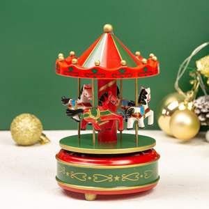 Navidad Merry Go Round Carrusel Caja de música Decoración de Año Nuevo Adorno Regalos empaquetados para cumpleaños Vacaciones - Product Image 3