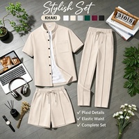Ensembles de survêtements taille US avec logo personnalisé, couleur unie, manches courtes, tenue décontractée, ensemble de jogging, vêtements de plage, ensemble 3 pièces pour hommes, survêtement court