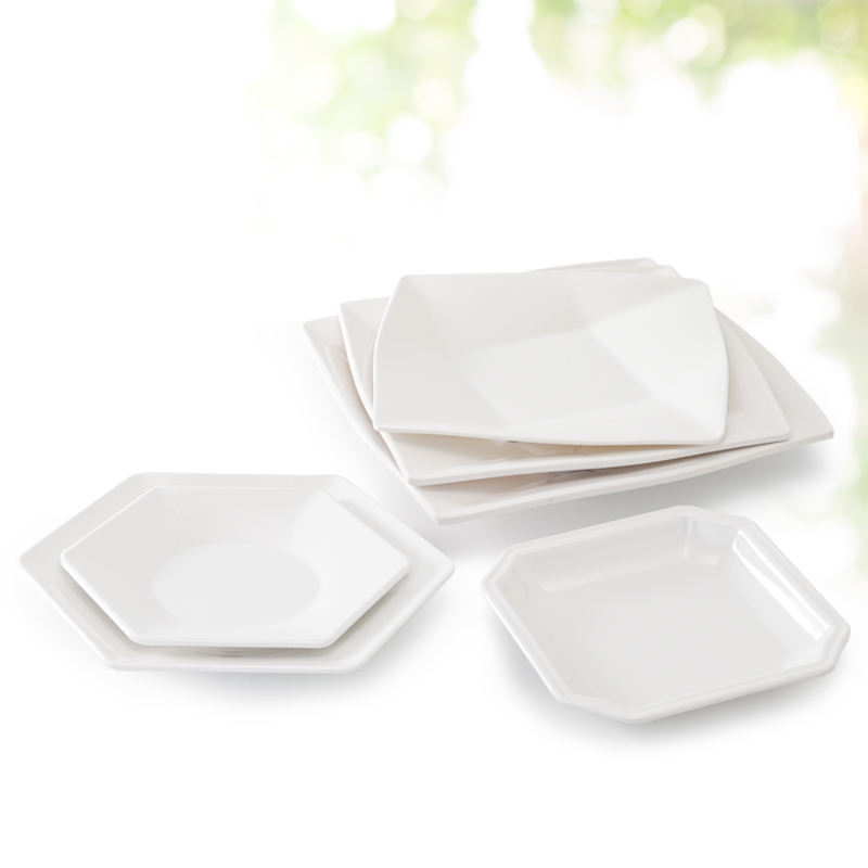 Creative Irregular Melamine Plates, Hexagon Plastic Serving Dishes
